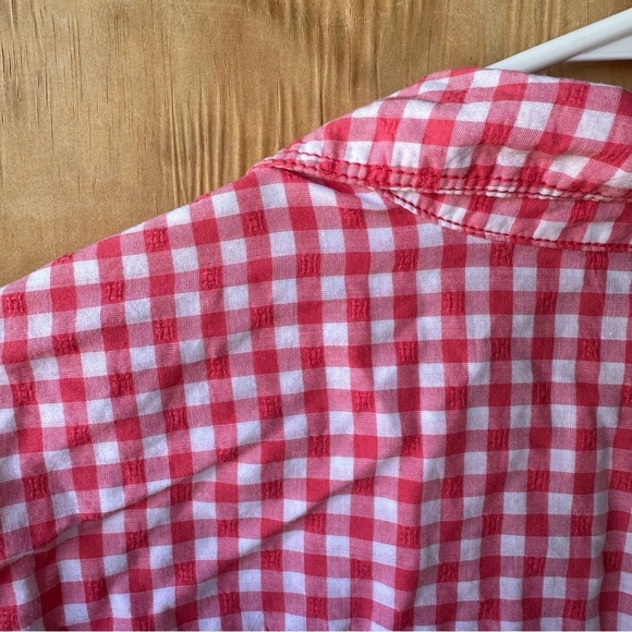 Lane Bryant Pink Plaid Seersucker Gingham Long Sleeve button down Collared shirt - Picture 4 of 12